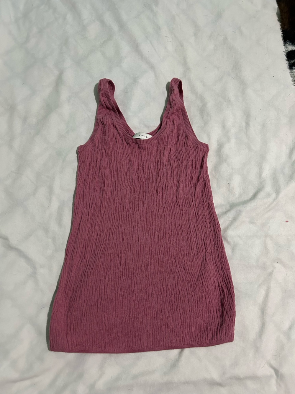 Vince Ribbed Tank Top in Mauve Pink